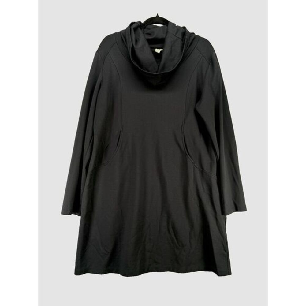 Sahalie Dress Womens Size PXL Black Cowl Neck Athletic Ponte Knit Comfy Stretchy
